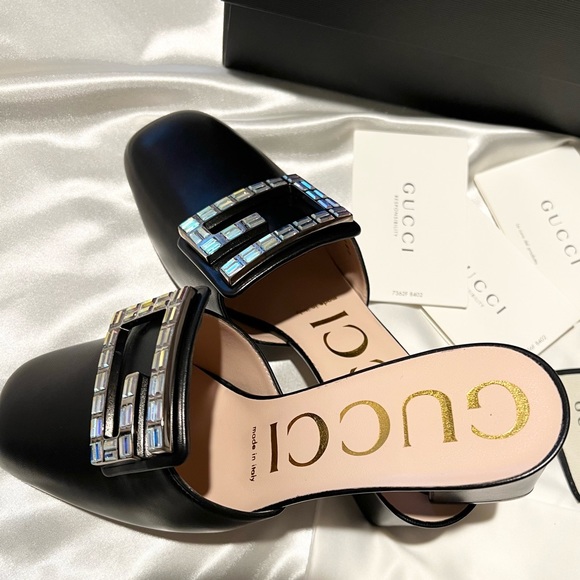 ❌ SOLD ❌ Gucci Black Madelyn Square Crystal G Mules Size 36.5 - Picture 4 of 7